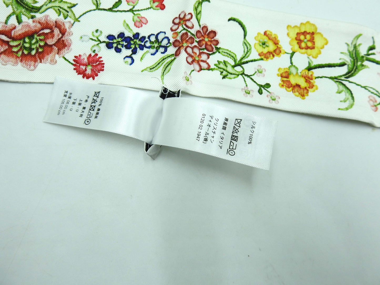 CHRISTIAN DIOR Mitzah Bandeau Scarf 100% Silk Gray White 32FLE106I602