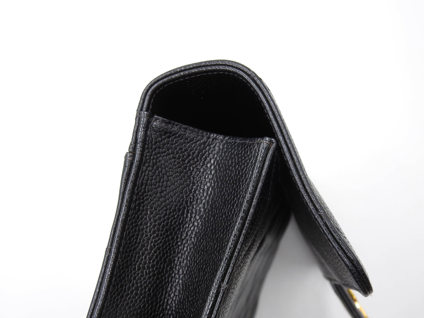 CHANEL CC Matelasse Briefcase Business Bag Caviarskin Leather Black Gold