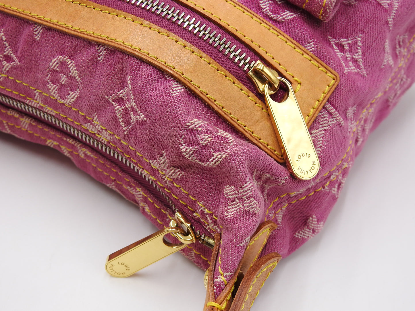 LOUIS VUITTON Baggy PM Monogram Denim Shoulder Bag Fuchsia Pink M95210