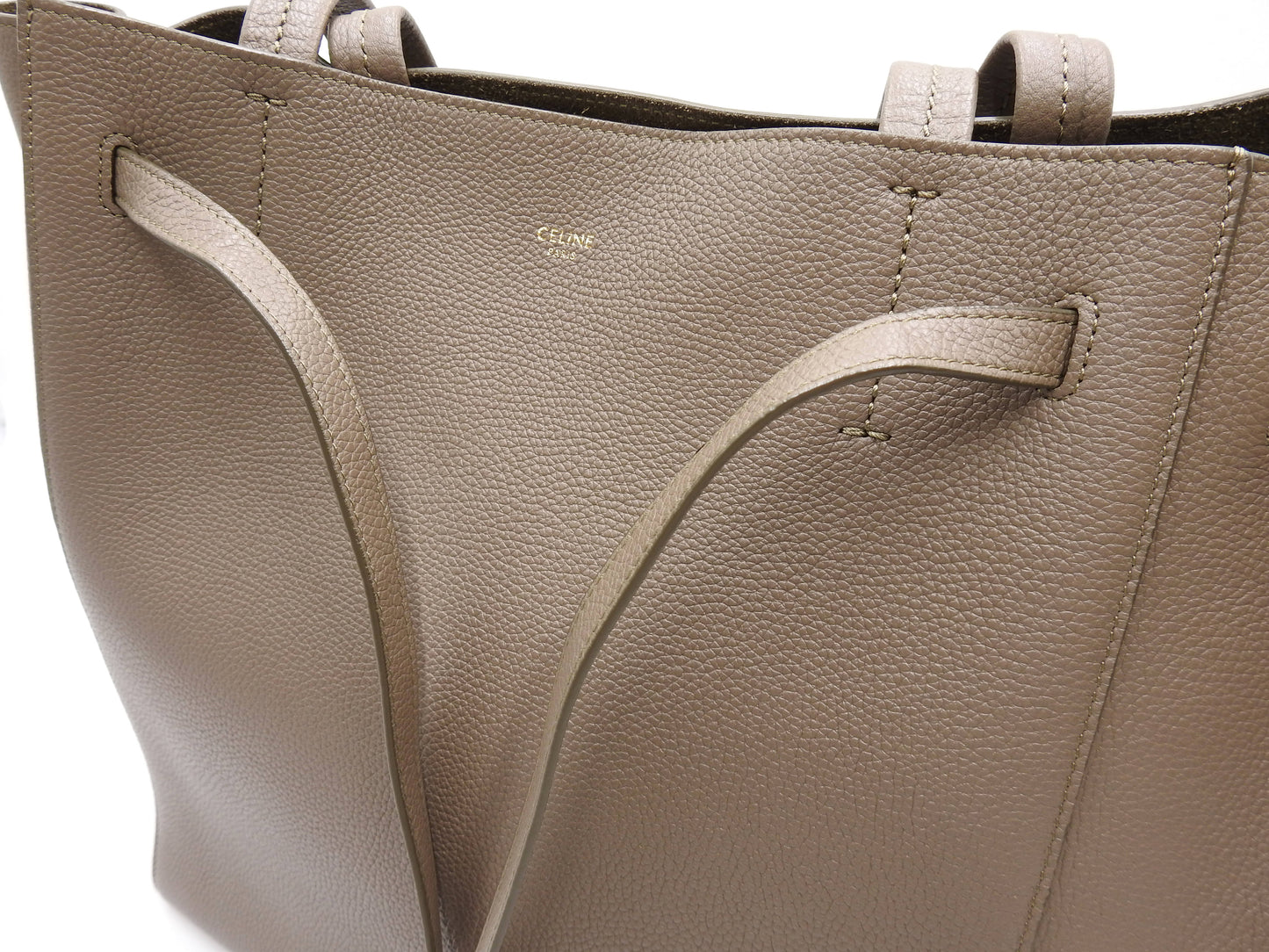 CELINE Cabas Phantom Small Tote Shoulder Bag Calf Leather Gray 189023