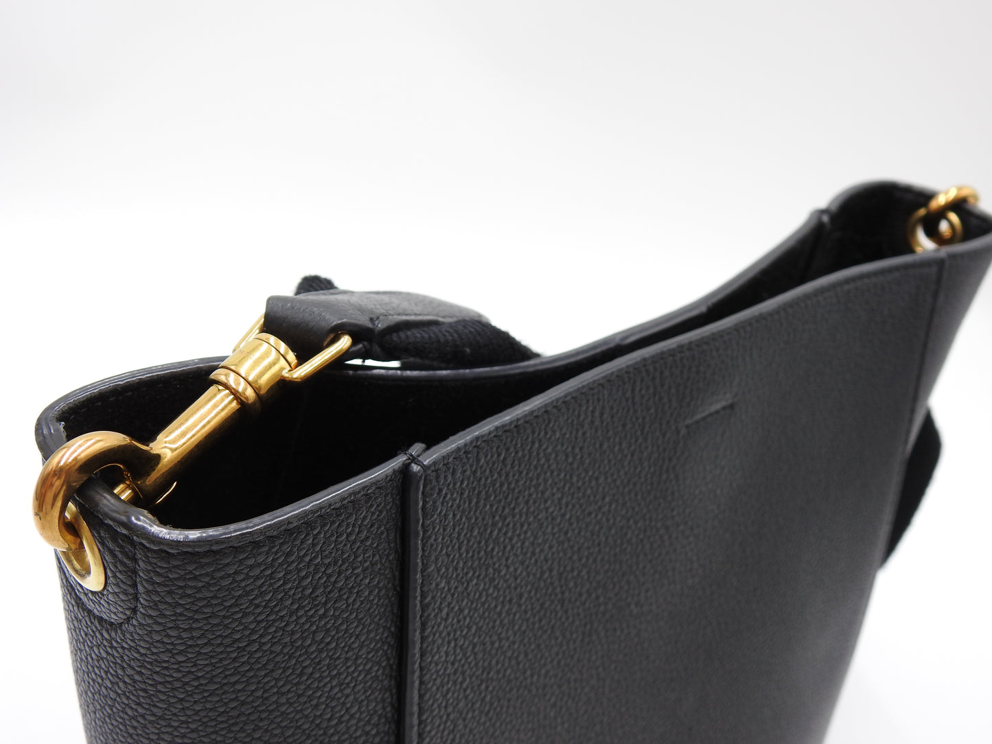 CELINE Small Sangle Bucket Shoulder Bag Soft Grained Calfskin Black