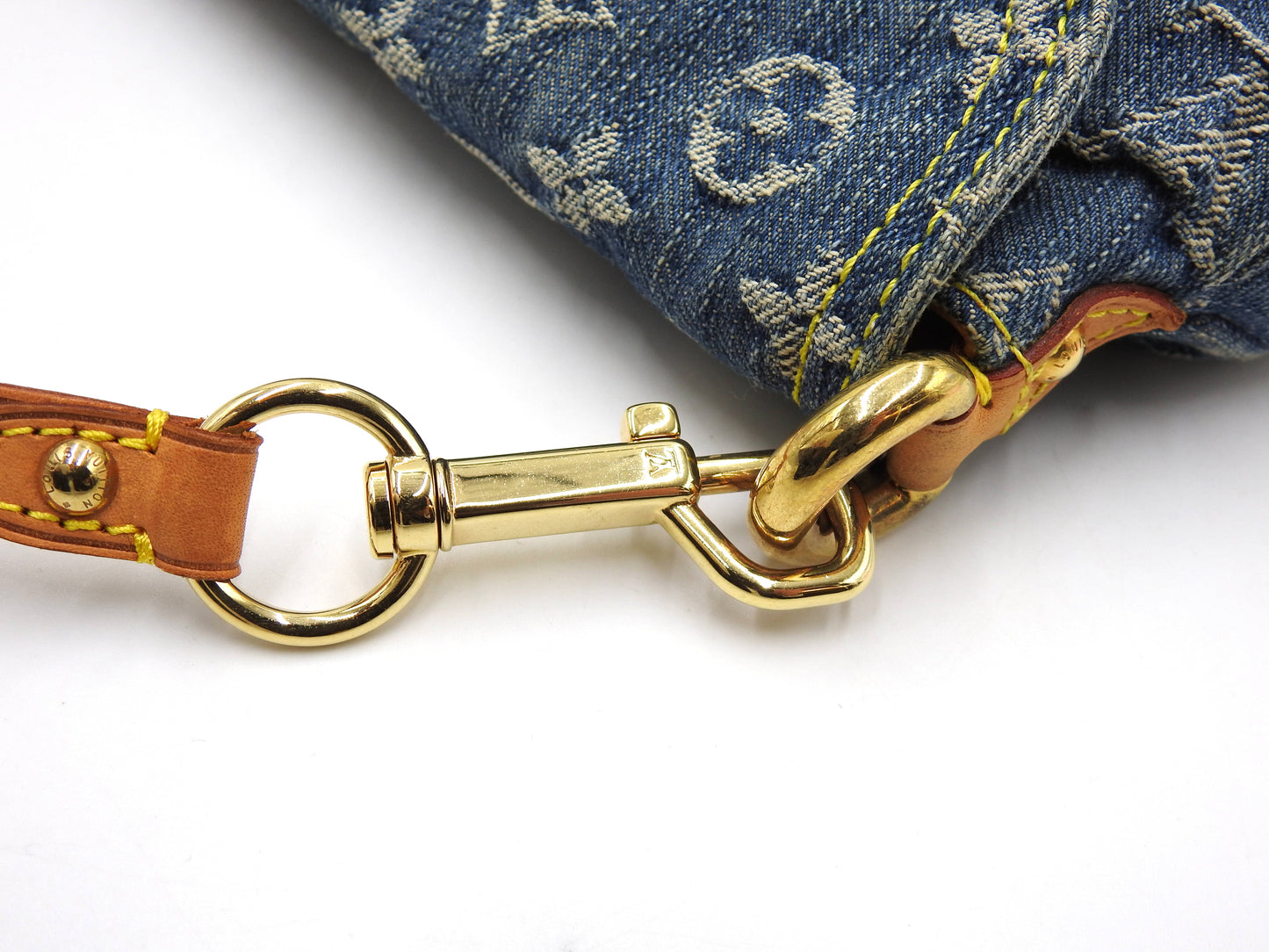 LOUIS VUITTON Mini Pleaty Monogram Denim Shoulder Hand Bag Blue M95050