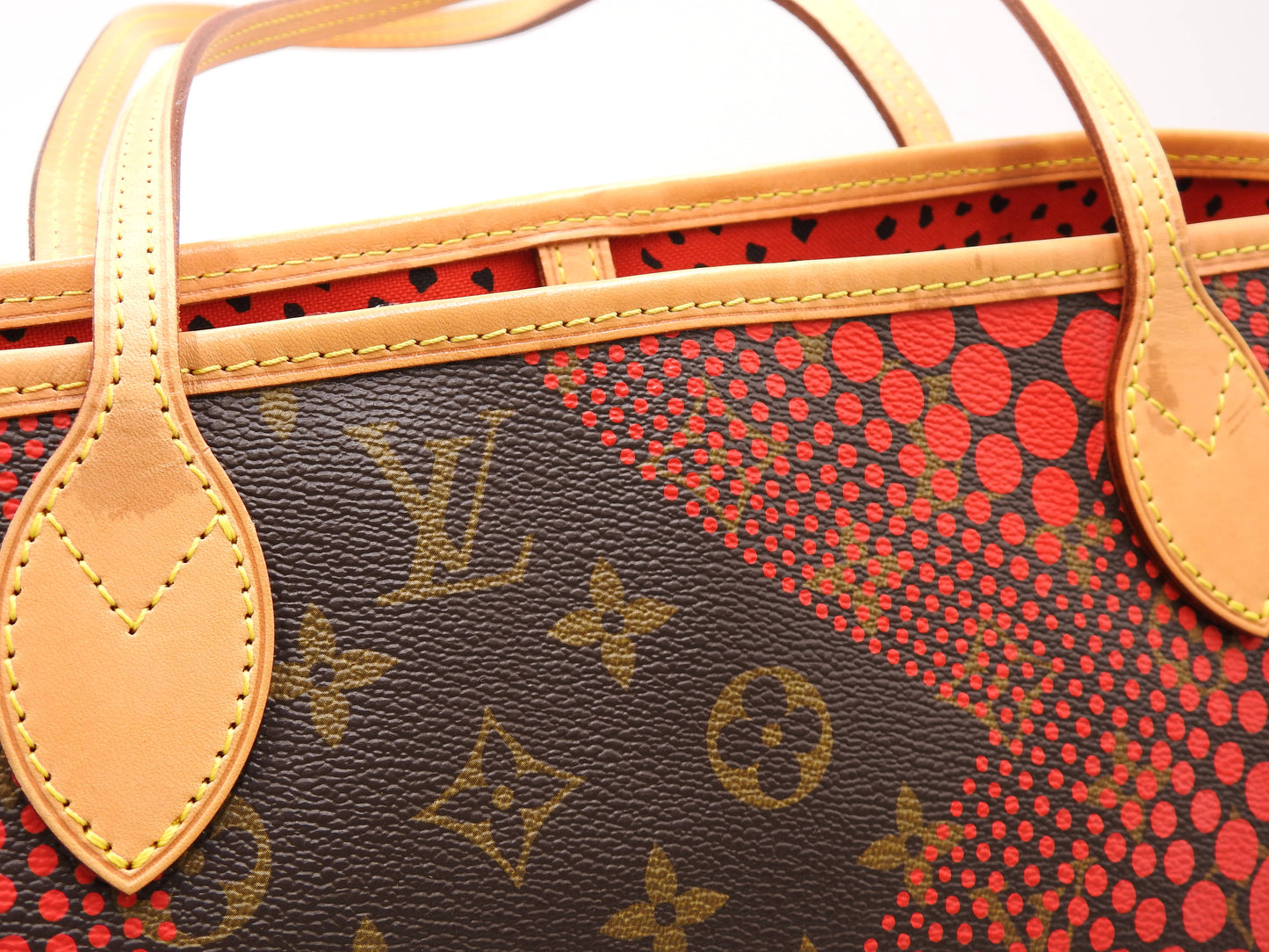 LOUIS VUITTON Monogram Wave Kusama Yayoi Neverfull MM Tote Bag Red M40686