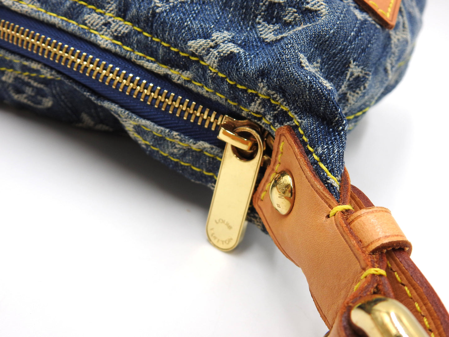 LOUIS VUITTON Baggy PM Monogram Denim Hand Bag Shoulder Bag Blue M95049