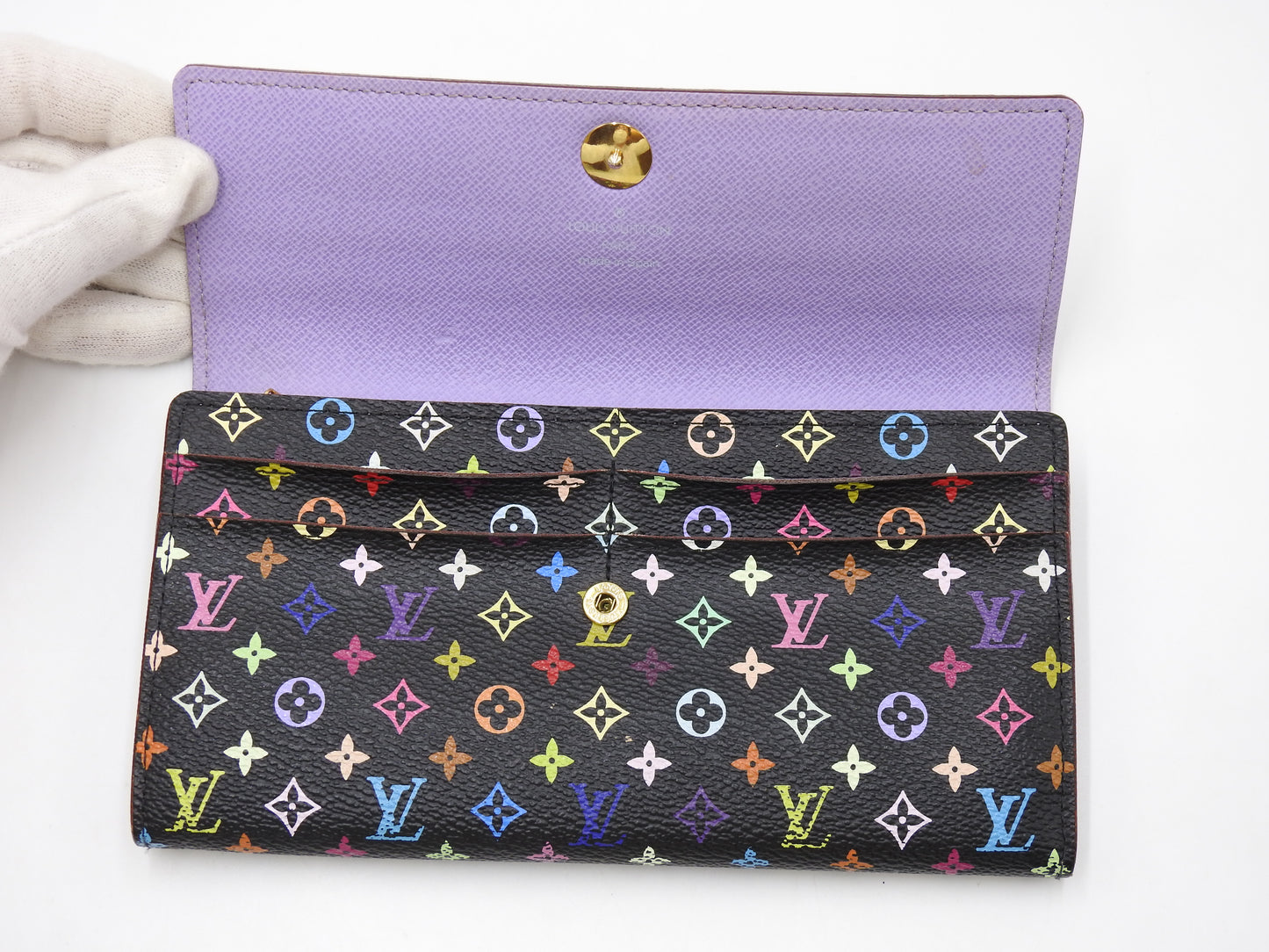 LOUIS VUITTON Monogram Multicolor Sarah Wallet Black Purple M60273