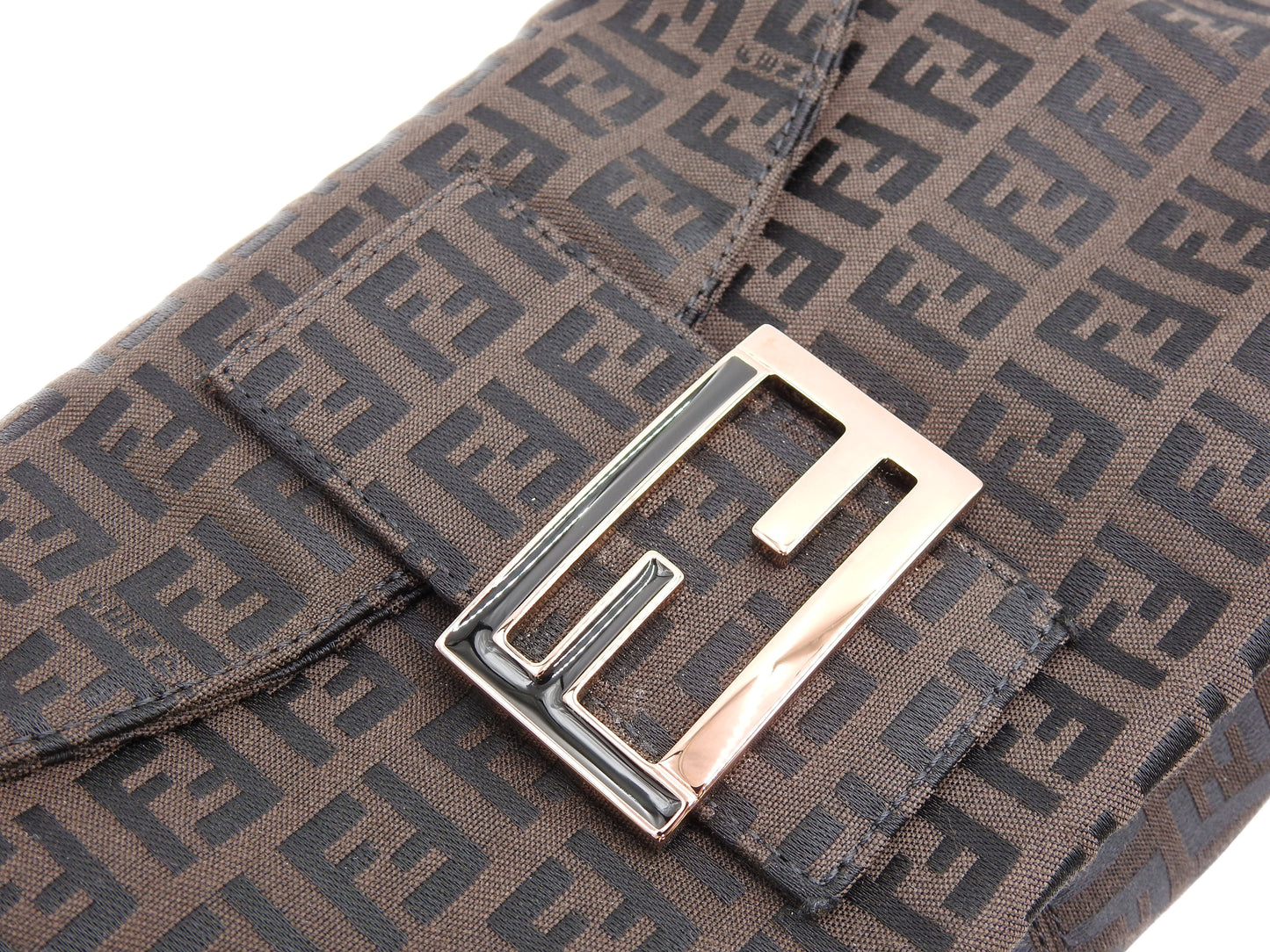 FENDI Zucca Mamma Baguette Hand Bag Canvas Leather Brown 8BR003