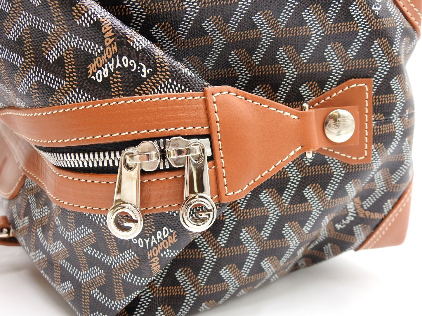 GOYARD Goyardine Boeing 30 2way Shoulder Hand Bag PVC Leather Black Brown