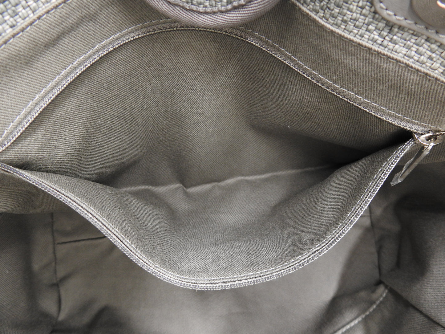 CHANEL Deauville MM Tote Bag Shoulder Bag Straw Canvas Gray Silver A67001