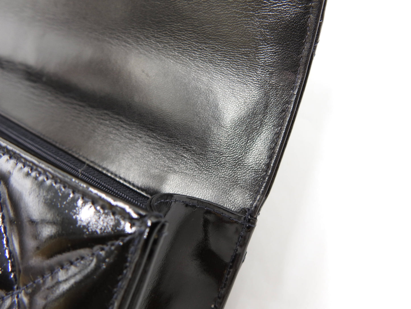 CHANEL CC Matelasse Briefcase Business Bag Enamel Patent Leather Black