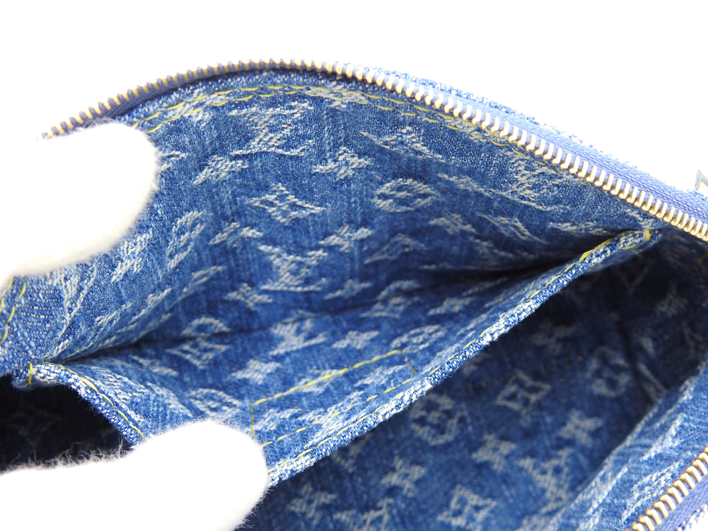 LOUIS VUITTON LV Remix Monogram Denim Cosmetic Pouch PM Blue M24316
