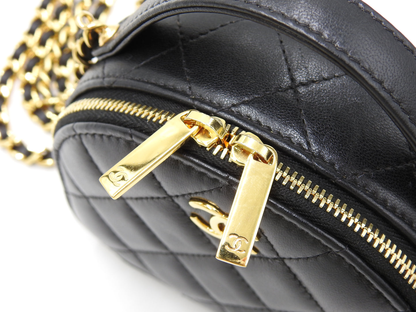 CHANEL Mini Chic Riviera Top Handle Vanity Shoulder Bag Lambskin AP3087
