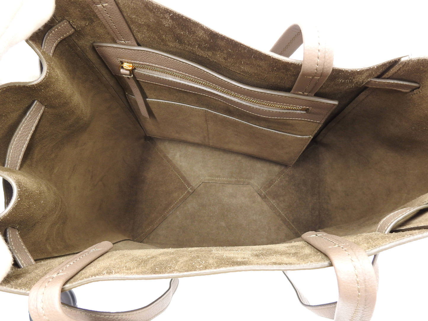 CELINE Cabas Phantom Small Tote Shoulder Bag Calf Leather Gray 189023
