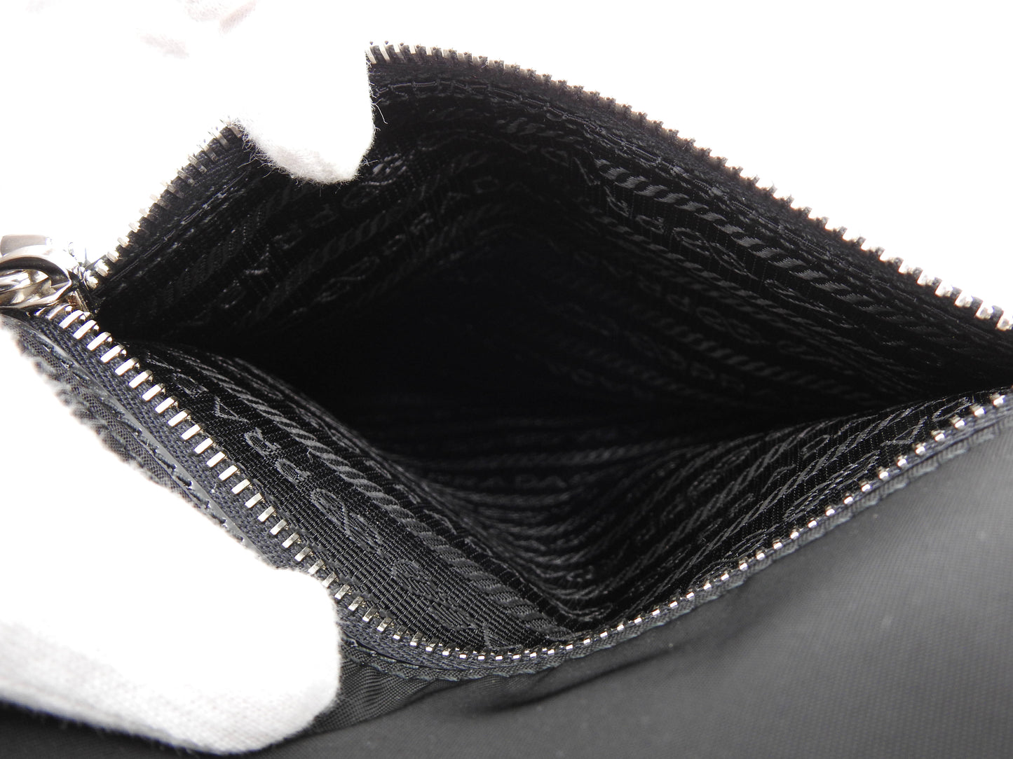 PRADA Nylon Crossbody Shoulder Bag Black Silver Hardware BT0716