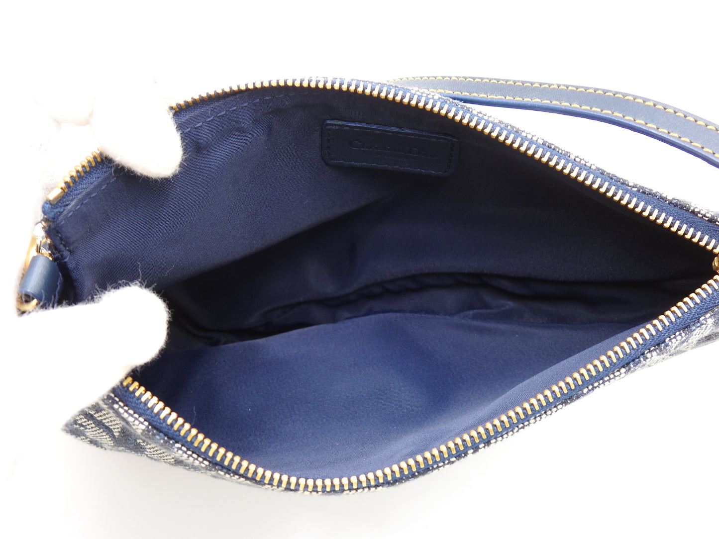 Christian Dior Trotter Saddle Pouch Shoulder Hand Bag Canvas Leather Navy