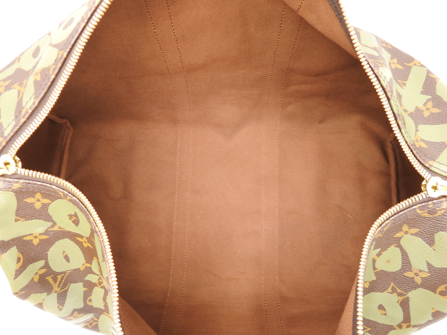 LOUIS VUITTON Monogram Graffiti Keepall 50 Boston Travel Bag Khaki M92196