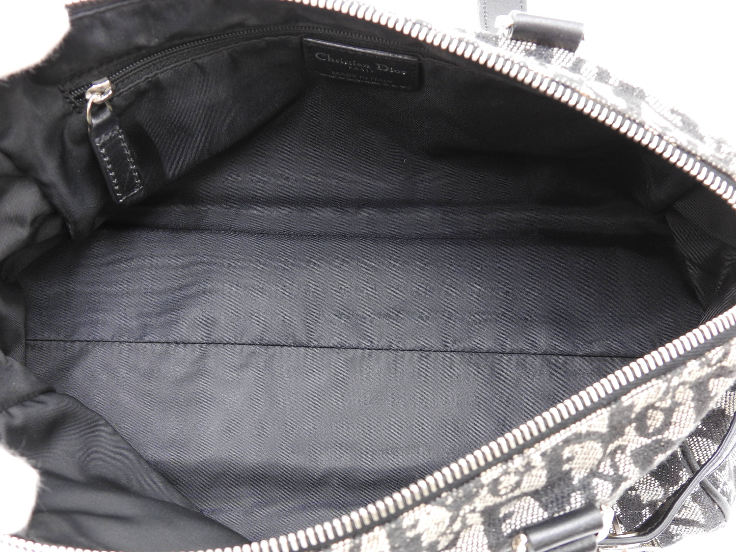 Christian Dior Trotter Oblique Boston Hand Bag Canvas Leather Black