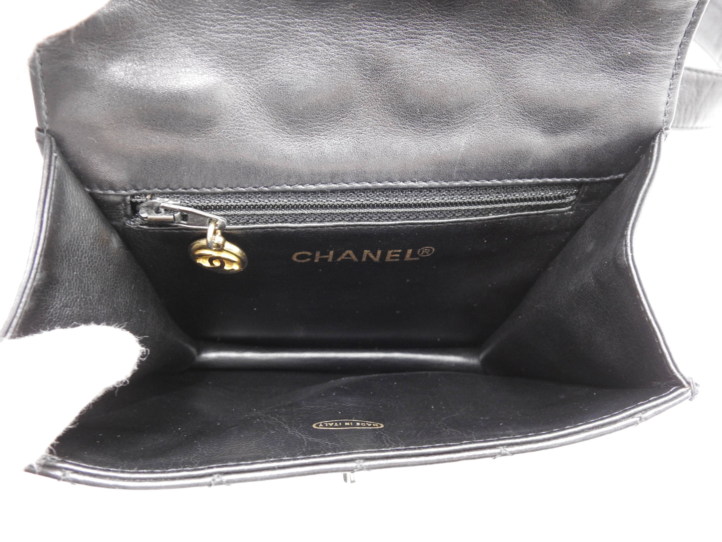 CHANEL CC Matelasse Waist Belt Bag Lambskin Black Gold Hardware