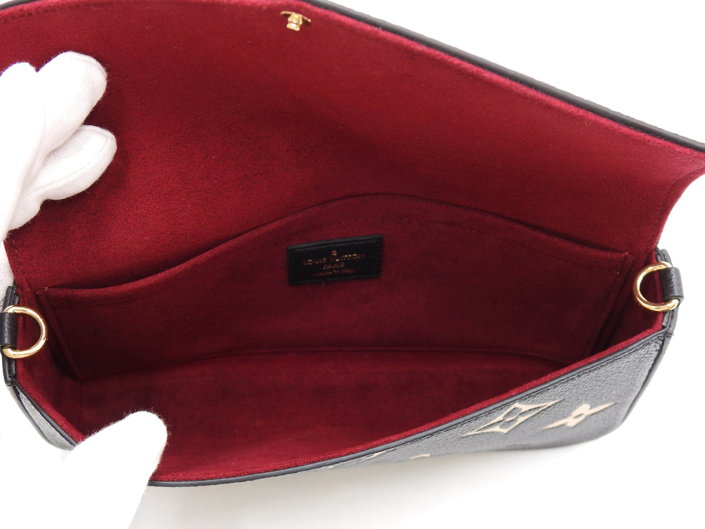 LOUIS VUITTON Pochette Felicie Clutch Hand Bag Empreinte Black Beige M82479