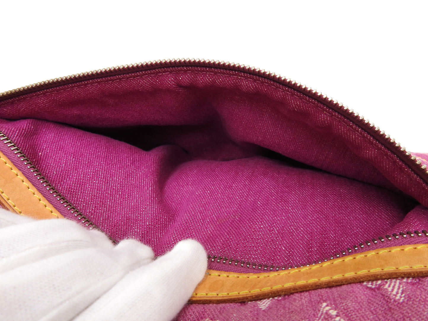 LOUIS VUITTON Baggy PM Monogram Denim Shoulder Bag Fuchsia Pink M95210