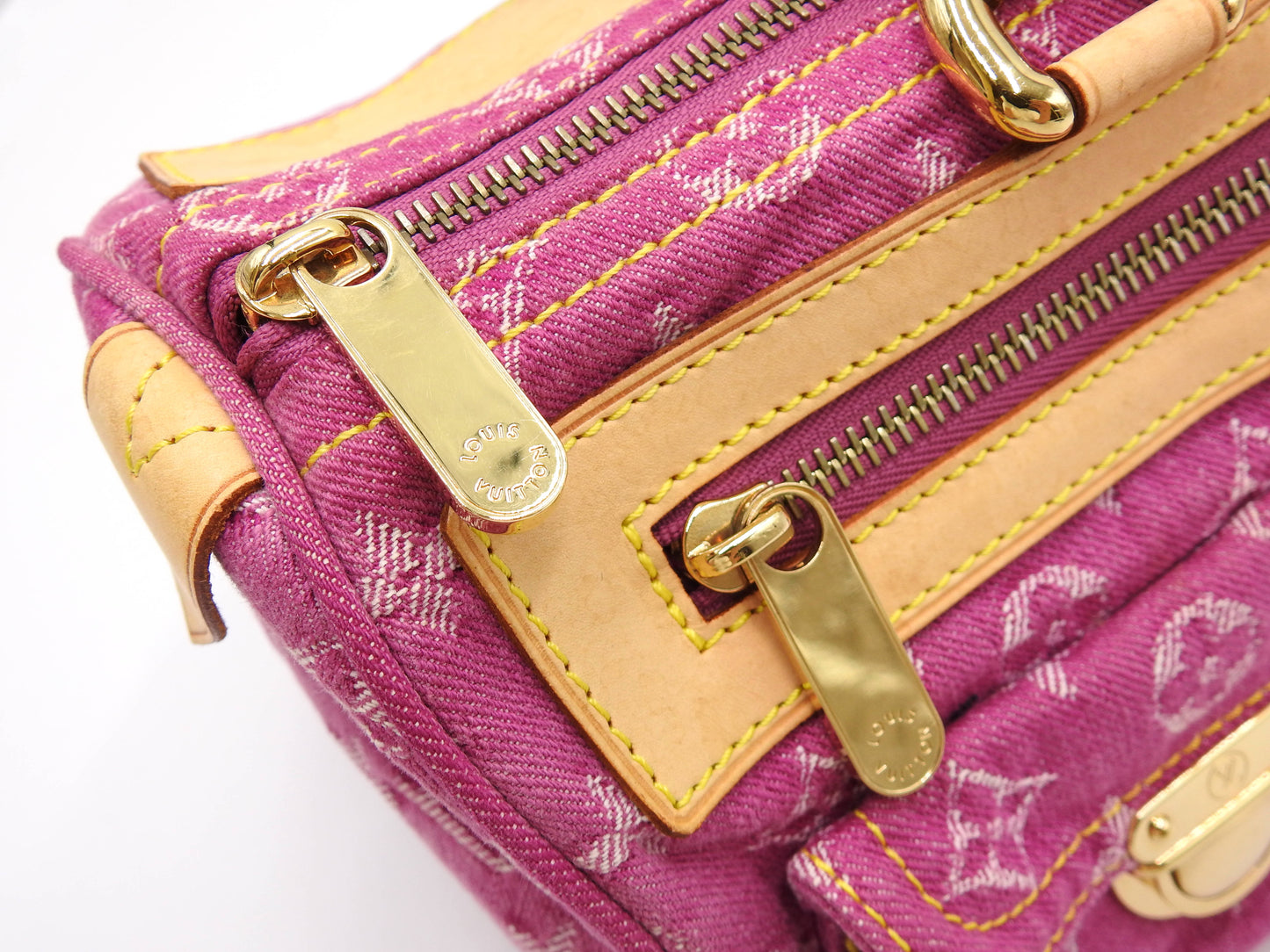 LOUIS VUITTON Monogram Denim Neo Speedy Boston Hand Bag Pink M95214
