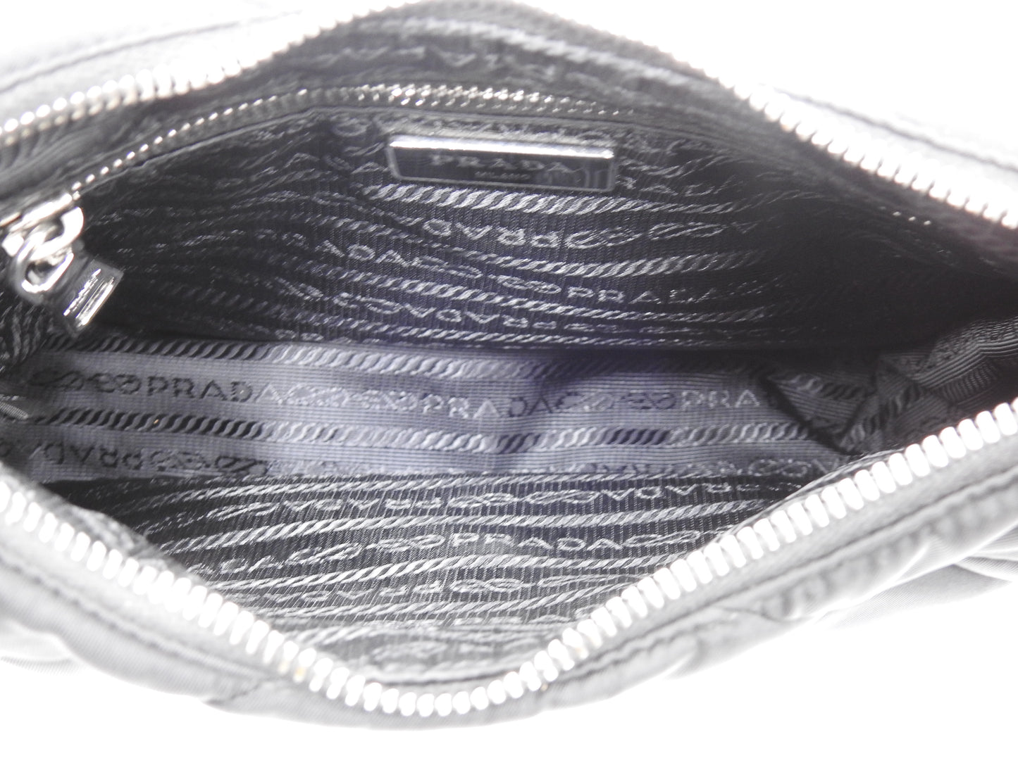 PRADA Padded Quilting Re-Nylon Crossbody Shoulder Bag Black 1BC151