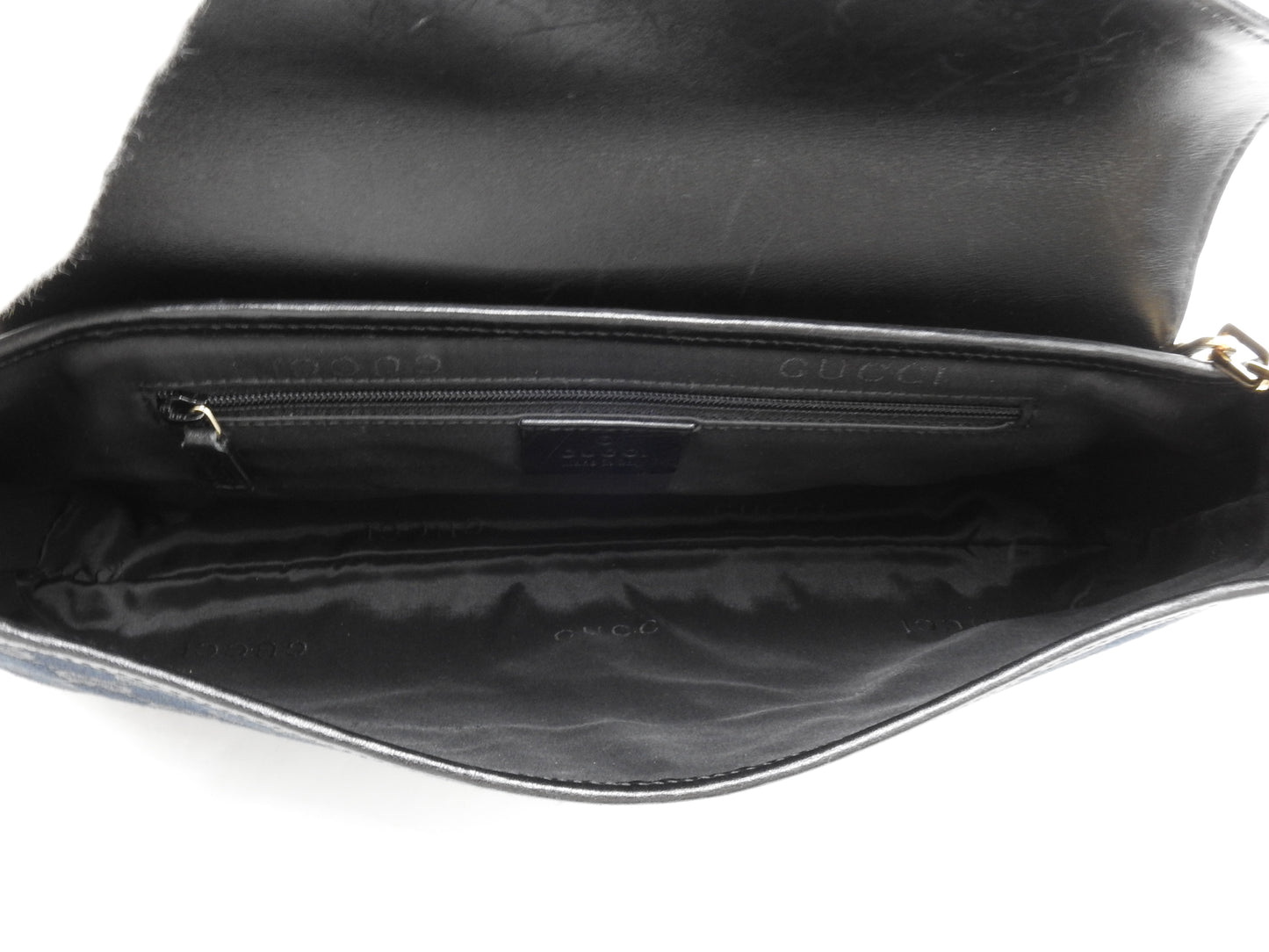 GUCCI GG Canvas Tiger Head Shoulder Bag Black Gold Hardware 001.4113