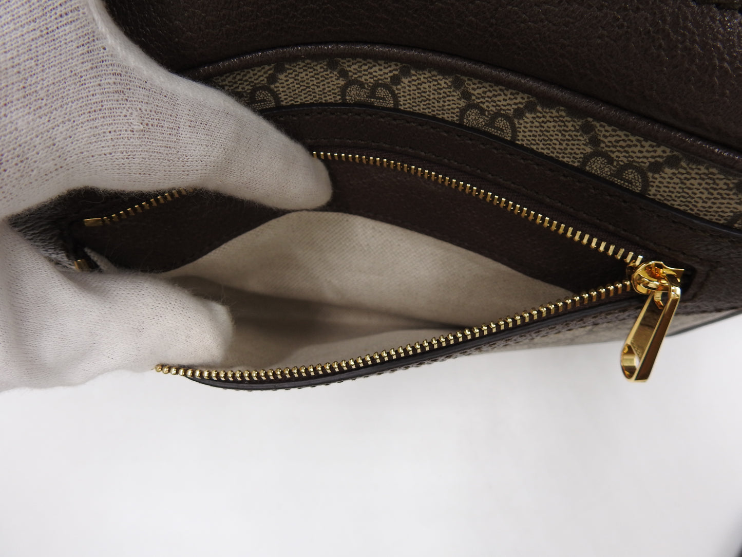 GUCCI GG Supreme Ophidia Web Messenger Shoulder Bag Beige Brown 722117