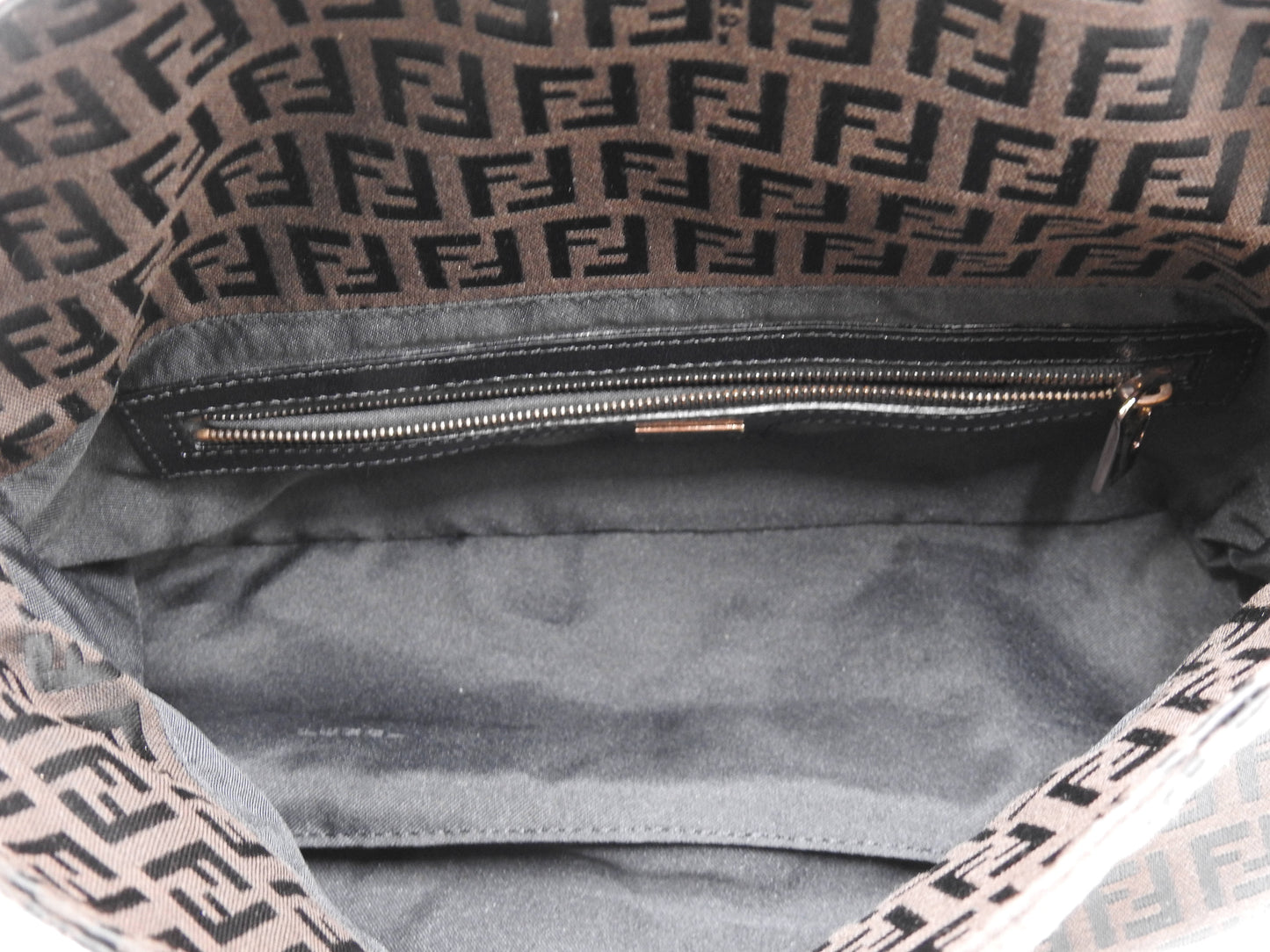 FENDI Zucca Mamma Baguette Hand Bag Canvas Leather Brown 8BR003