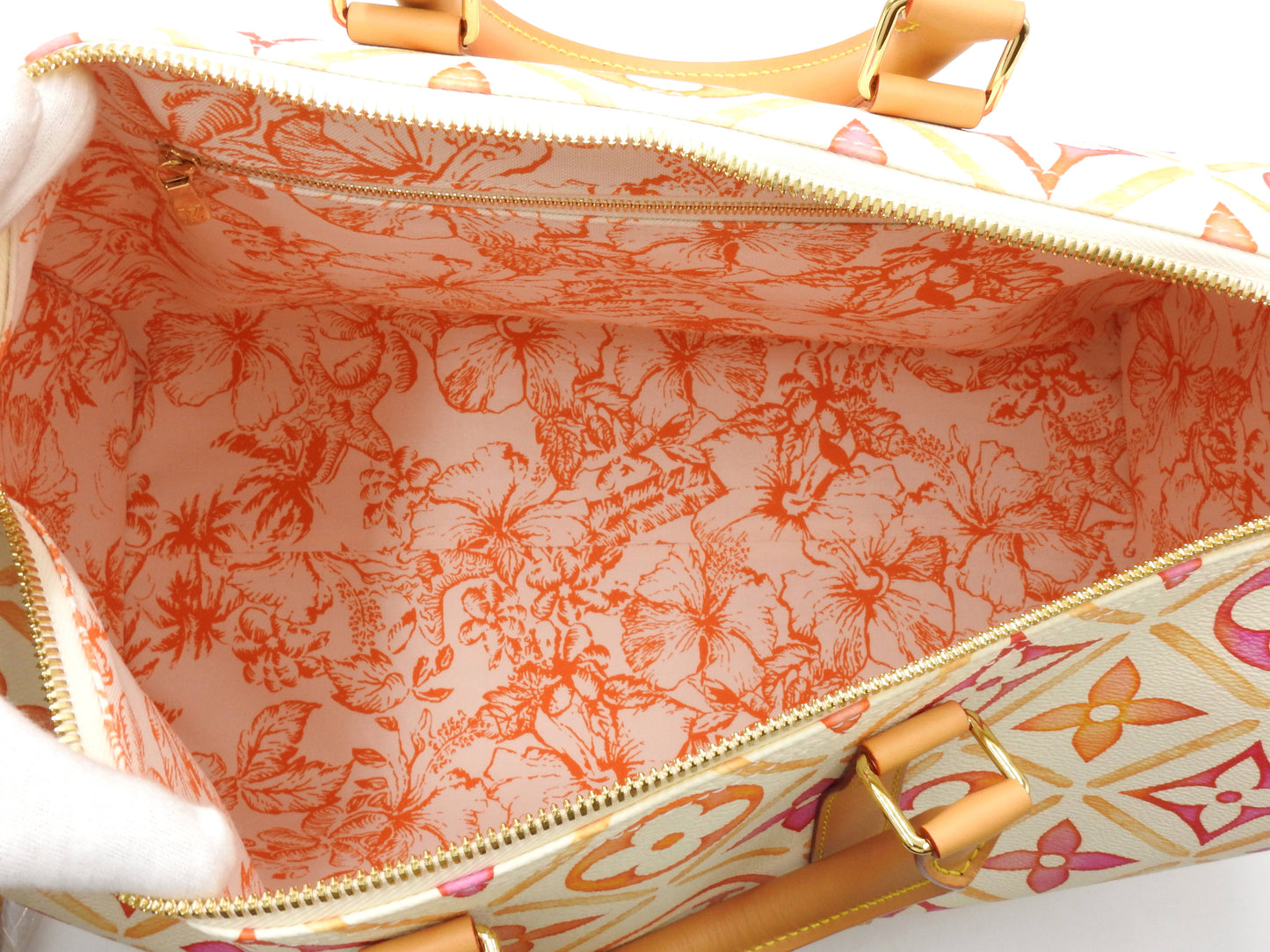 LOUIS VUITTON Monogram Tile Keepall Bandouliere 45 Travel Bag Coral M11251