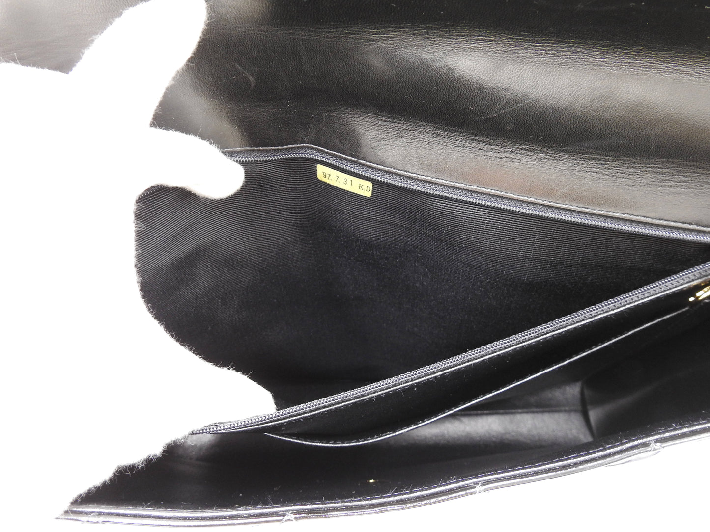 CHANEL CC Matelasse Briefcase Business Bag Enamel Patent Leather Black