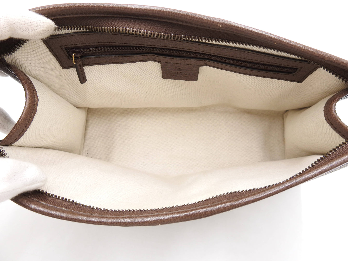 GUCCI Ophidia Web GG Supreme Toiletry Pouch Clutch Bag Beige Brown 598234
