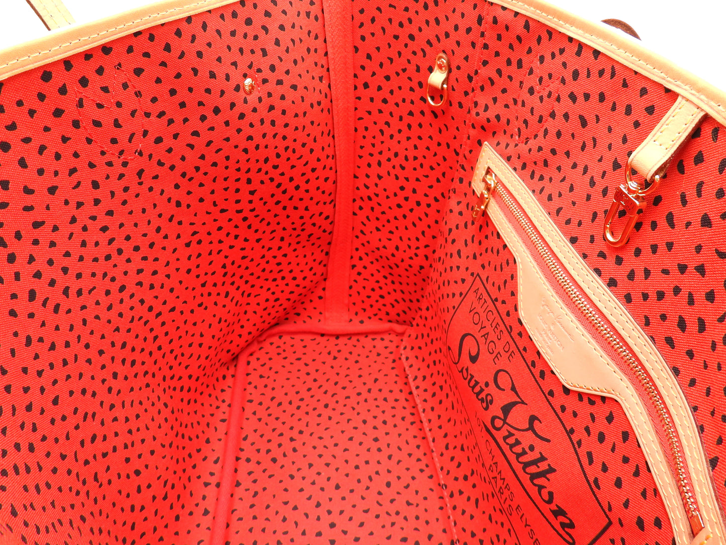 LOUIS VUITTON Monogram Wave Kusama Yayoi Neverfull MM Tote Bag Red M40686