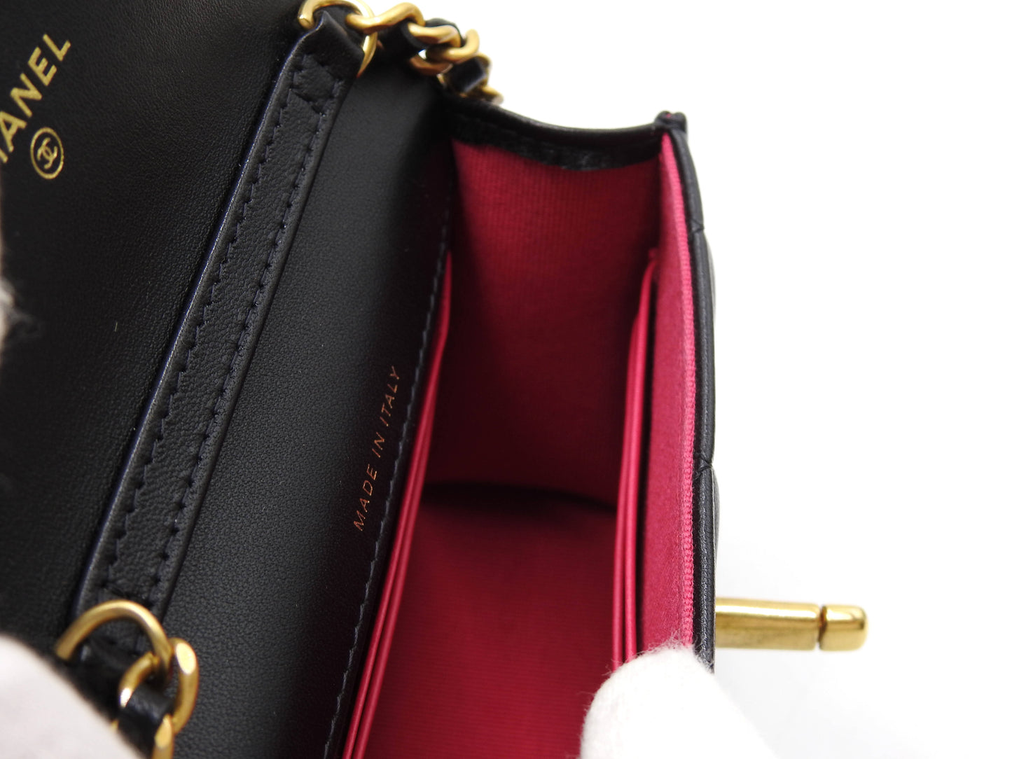 CHANEL CC Heart Matelasse Chain Clutch Shoulder Bag Lambskin Black AP3291