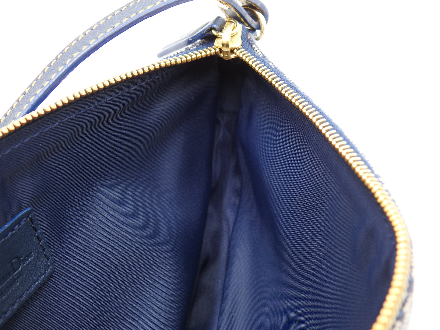Christian Dior Trotter Saddle Pouch Shoulder Hand Bag Canvas Leather Navy