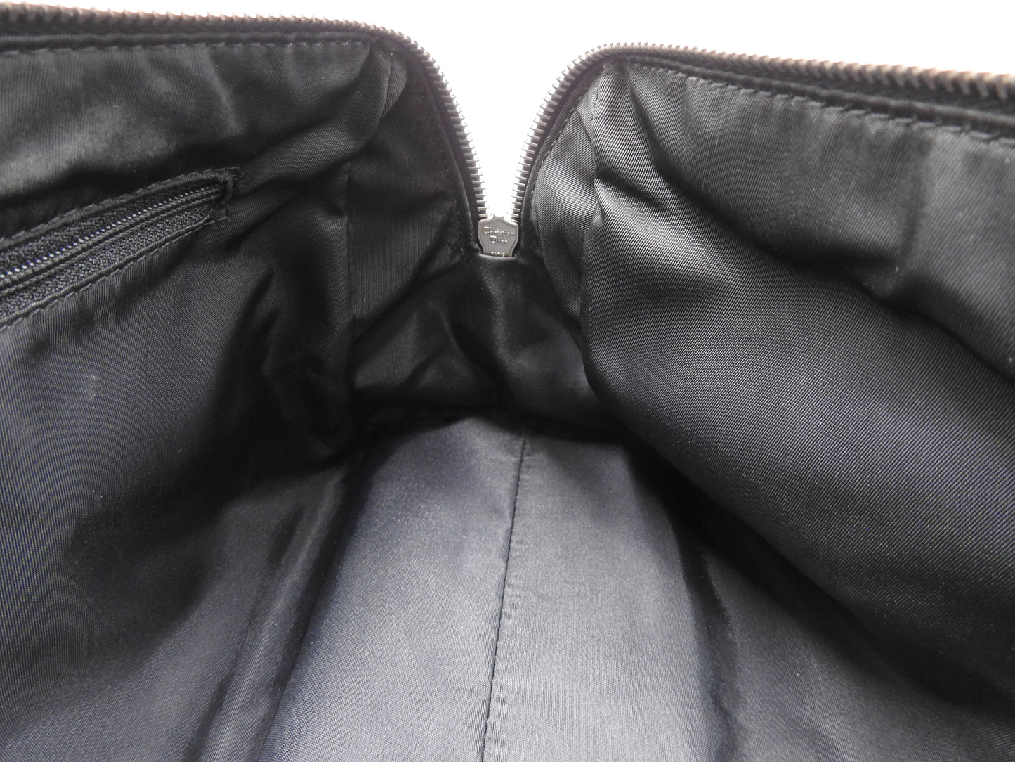 Christian Dior Trotter Oblique Boston Hand Bag Canvas Leather Black