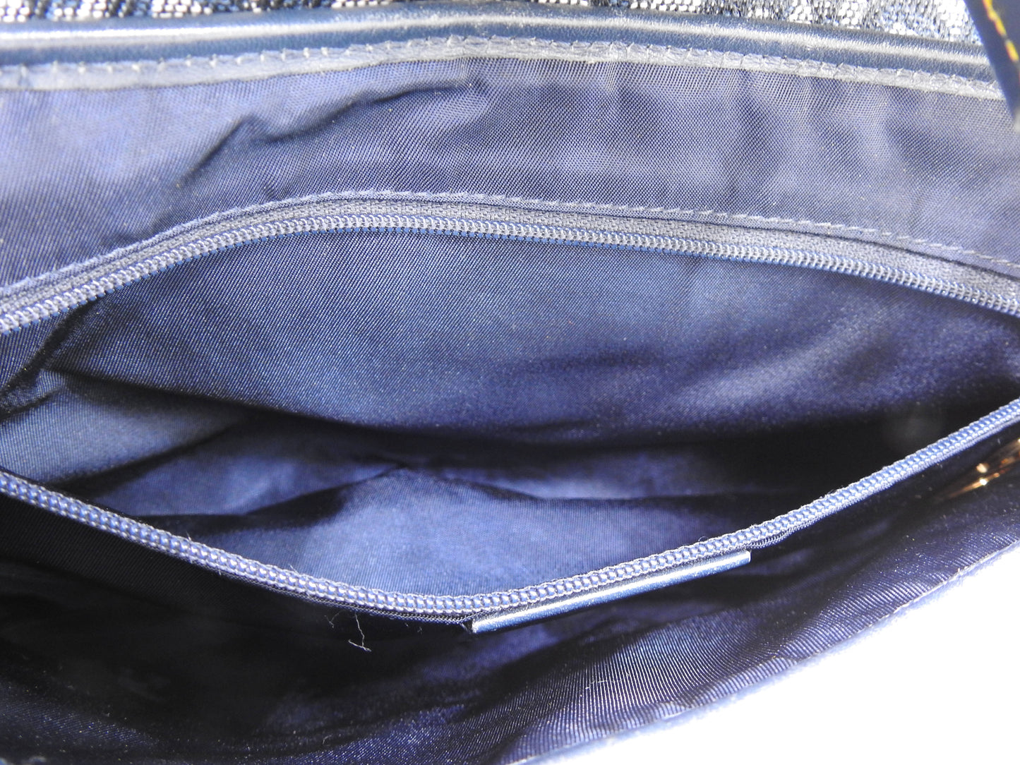 Christian Dior Trotter Oblique W Saddle Bag Shoulder Hand Bag Canvas Navy