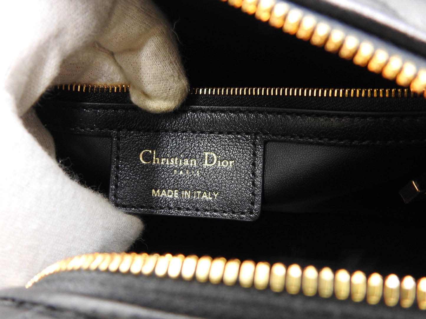 Christian Dior Canage Grove 25 Shoulder Hand Bag Lambskin Black M1365UBOL