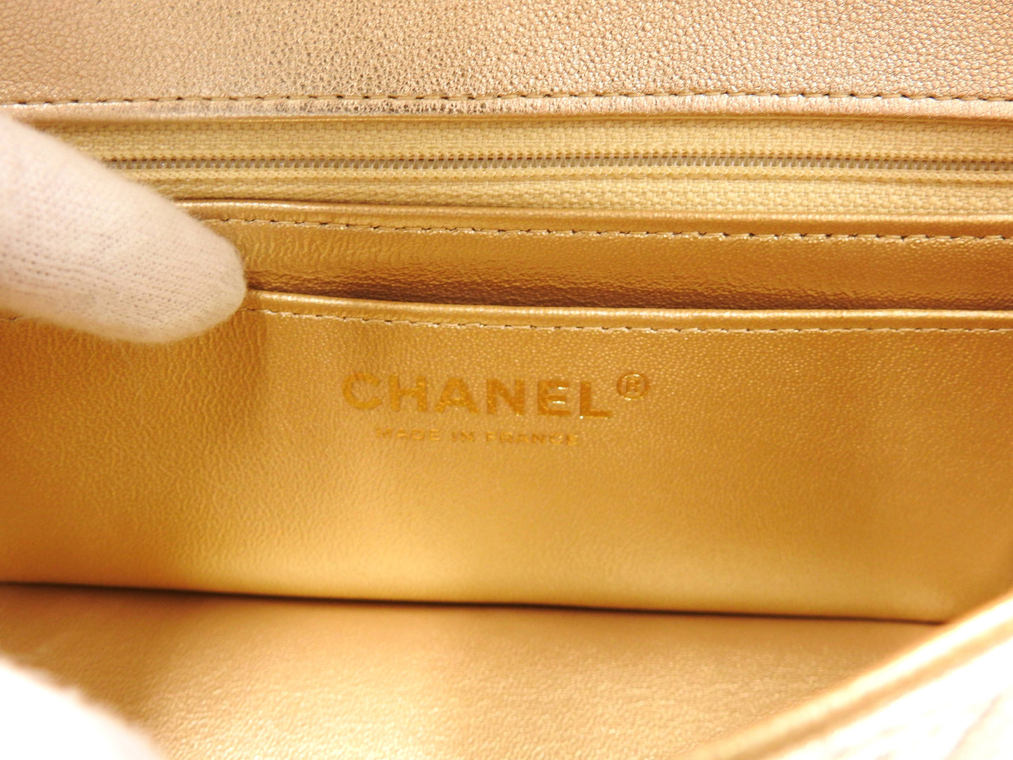 CHANEL Matelasse Mini Rectangular Flap Chain Shoulder Bag Lambskin Gold