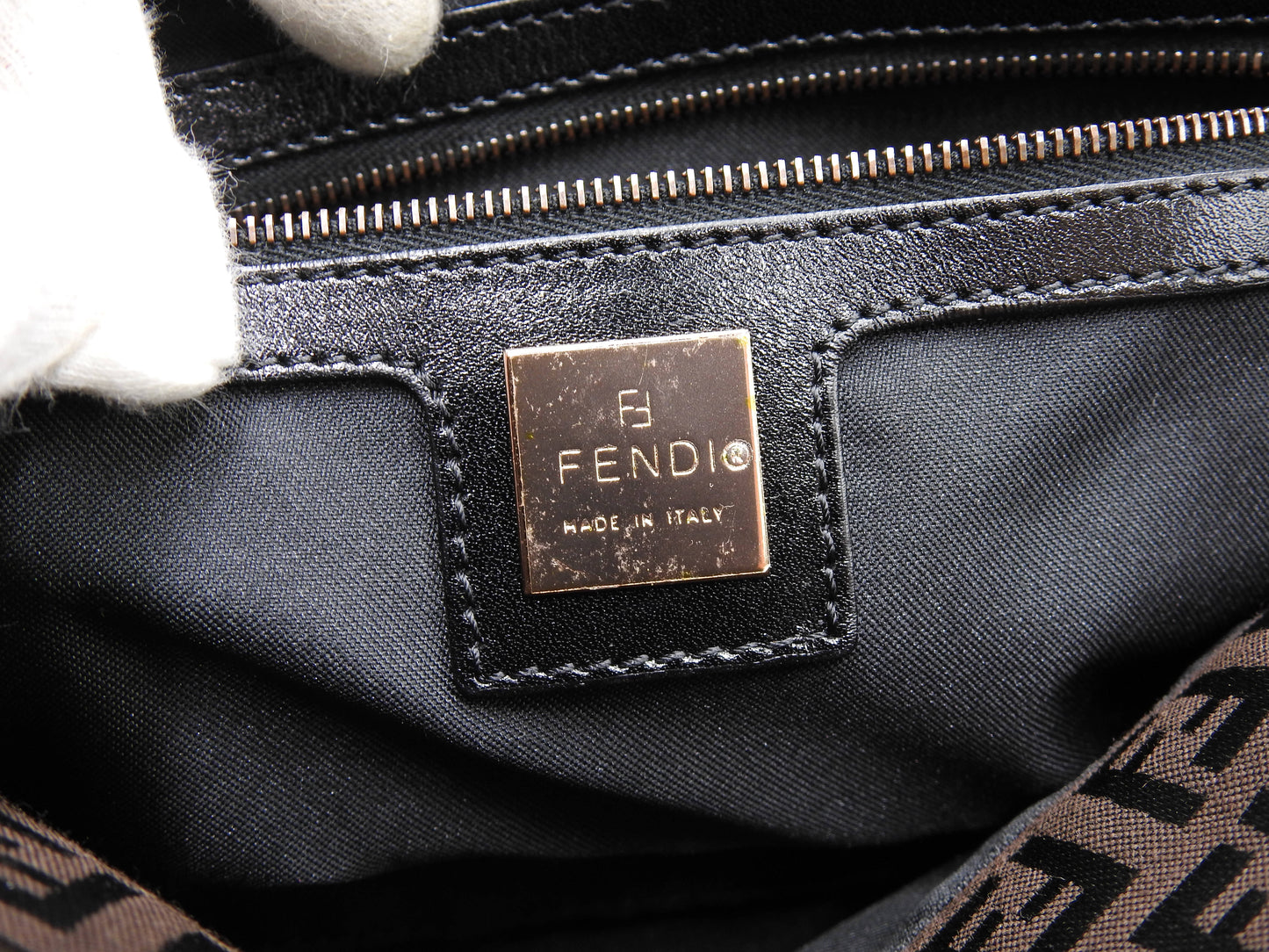 FENDI Zucca Mamma Baguette Hand Bag Canvas Leather Brown 8BR003