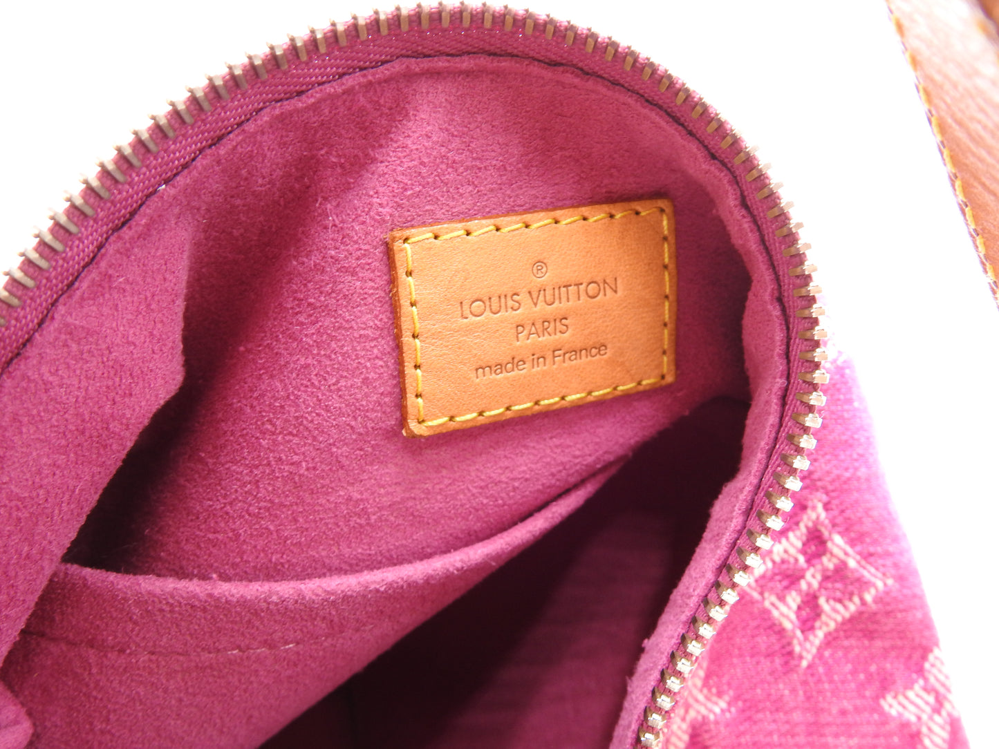 LOUIS VUITTON Baggy GM Monogram Denim Shoulder Bag Fuchsia Pink M95210