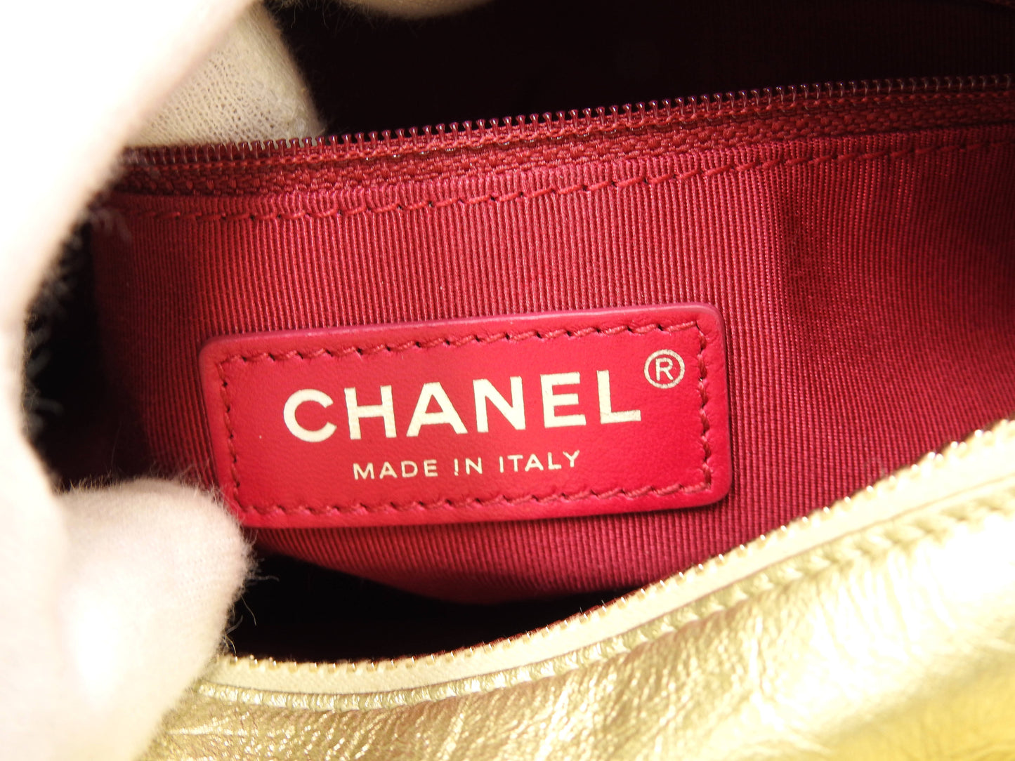 CHANEL Gabrielle De Small Hobo Chain Shoulder Bag Calfskin Gold A91810