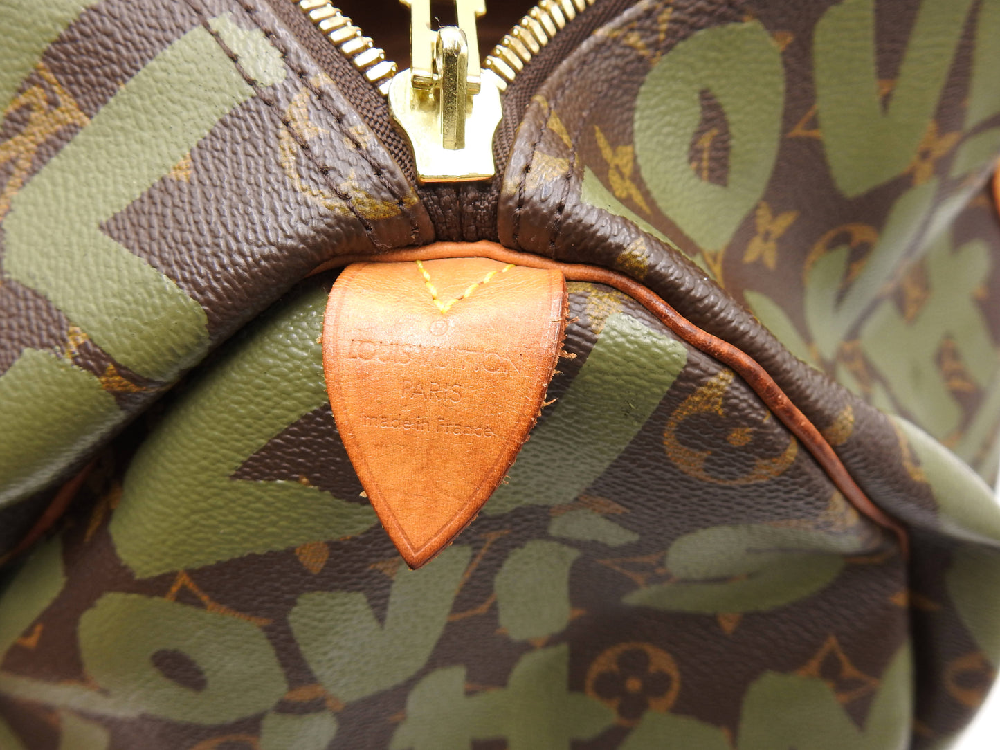 LOUIS VUITTON Monogram Graffiti Keepall 50 Boston Travel Bag Khaki M92196
