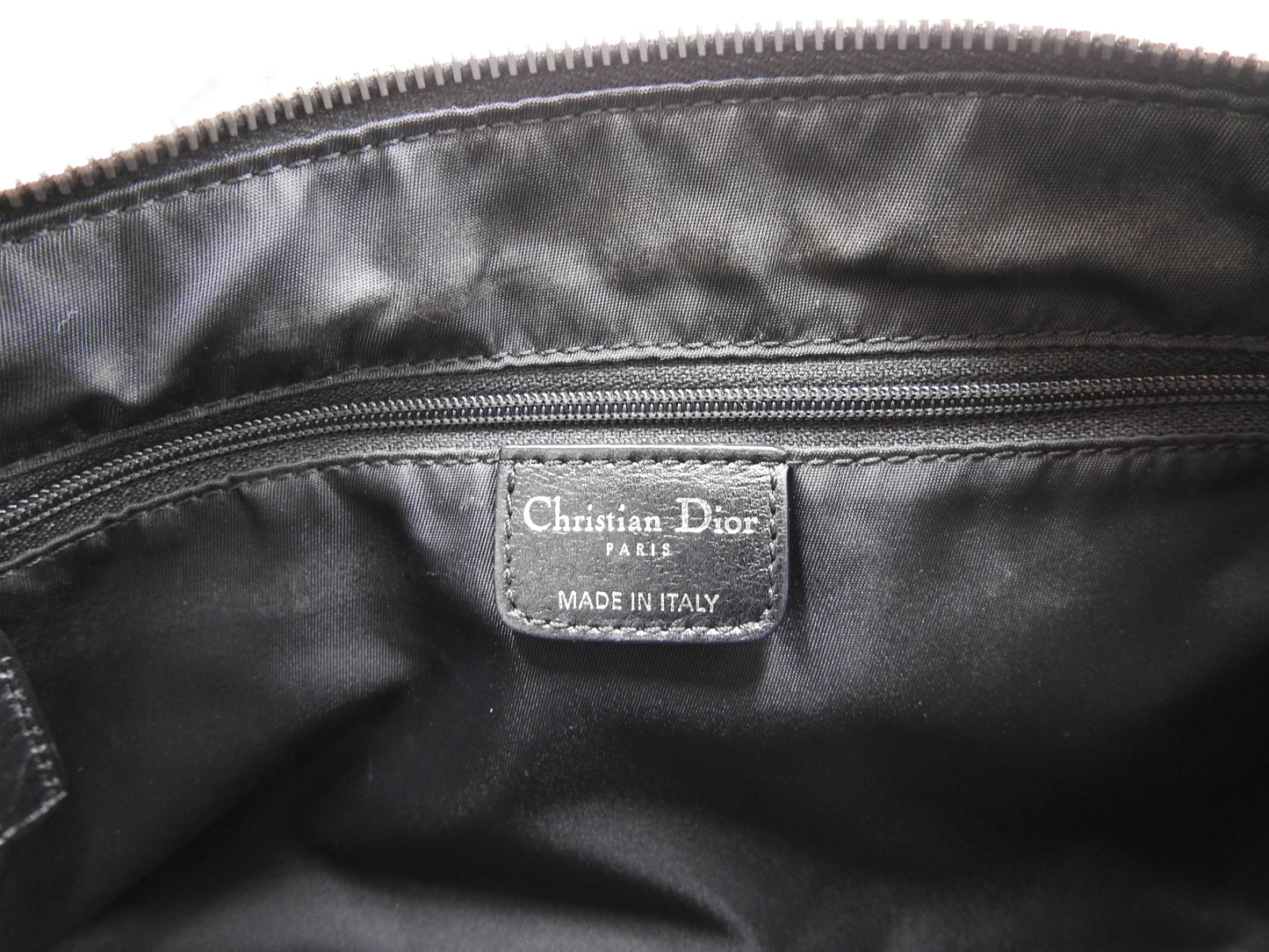 Christian Dior Trotter Oblique Boston Hand Bag Canvas Leather Black
