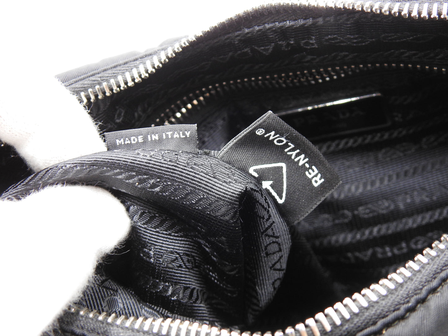 PRADA Padded Quilting Re-Nylon Crossbody Shoulder Bag Black 1BC151