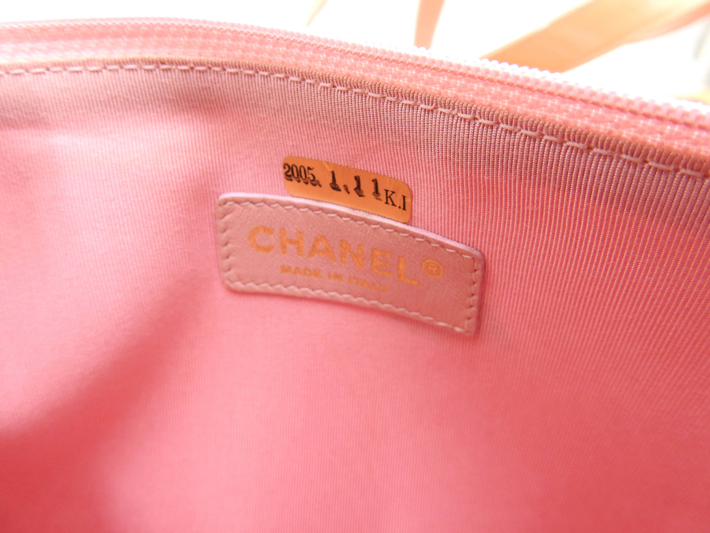 CHANEL Triple Coco Vinyl Patent Leather Shoulder Tote Bag Beige Clear