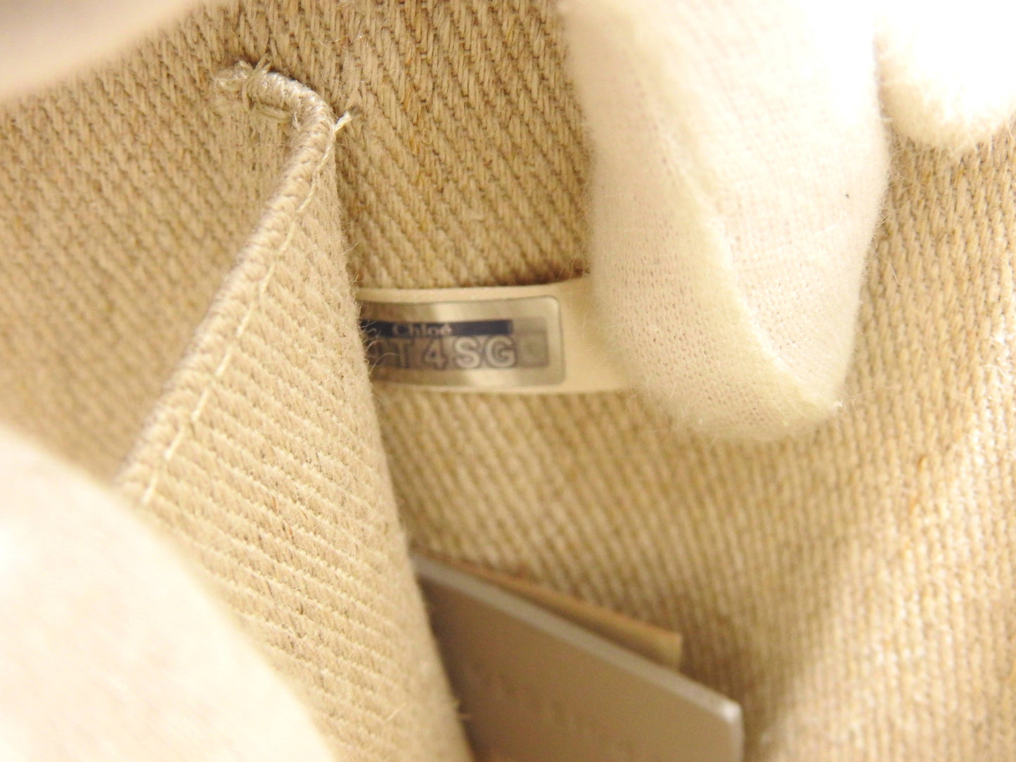 CHLOE Woody 2way Small Tote Bag Shoulder Bag Canvas Beige Gray