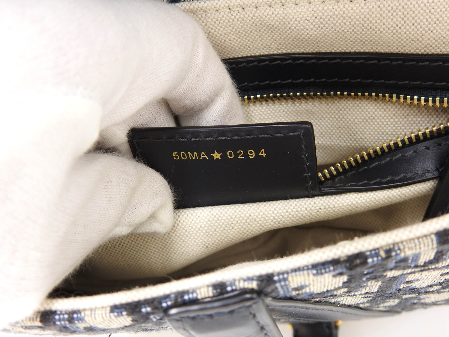 Christian Dior Oblique Jacquard Saddle Bag Shoulder Hand Bag Leather Navy