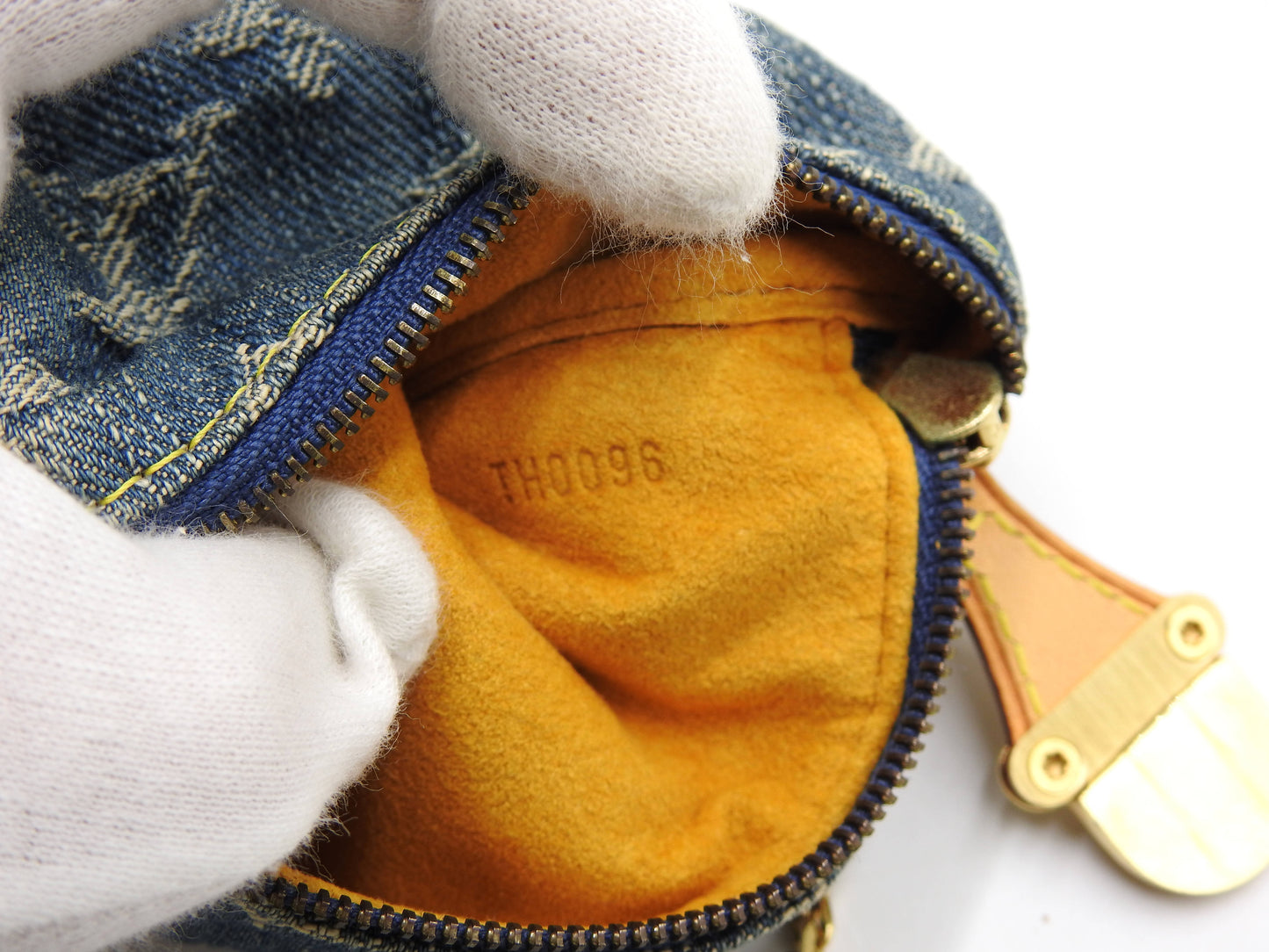 LOUIS VUITTON Monogram Denim Trousse Speedy PM Pouch Blue M95082