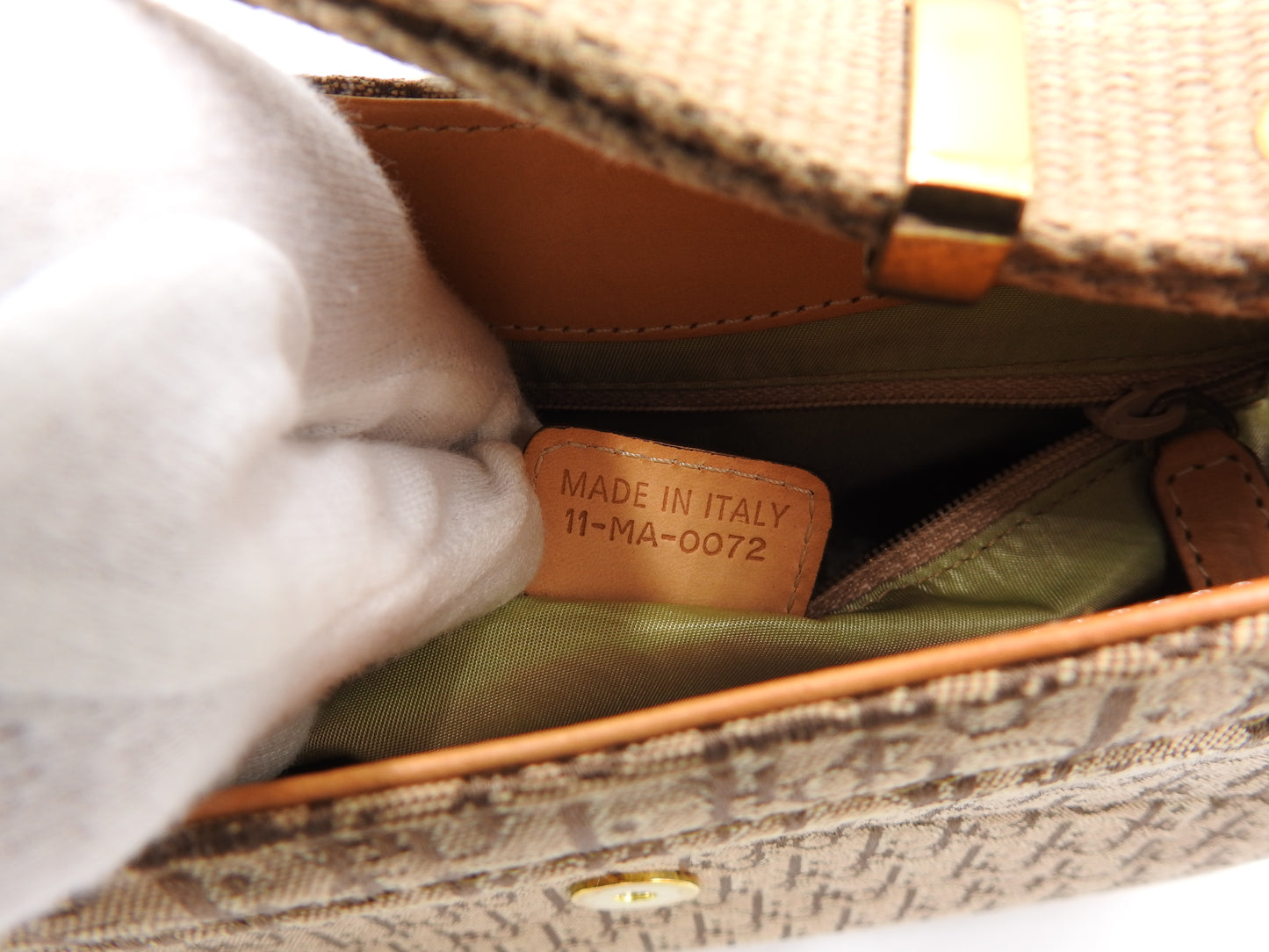 Christian Dior Trotter Street Chic Shoulder Bag Canvas Leather Beige