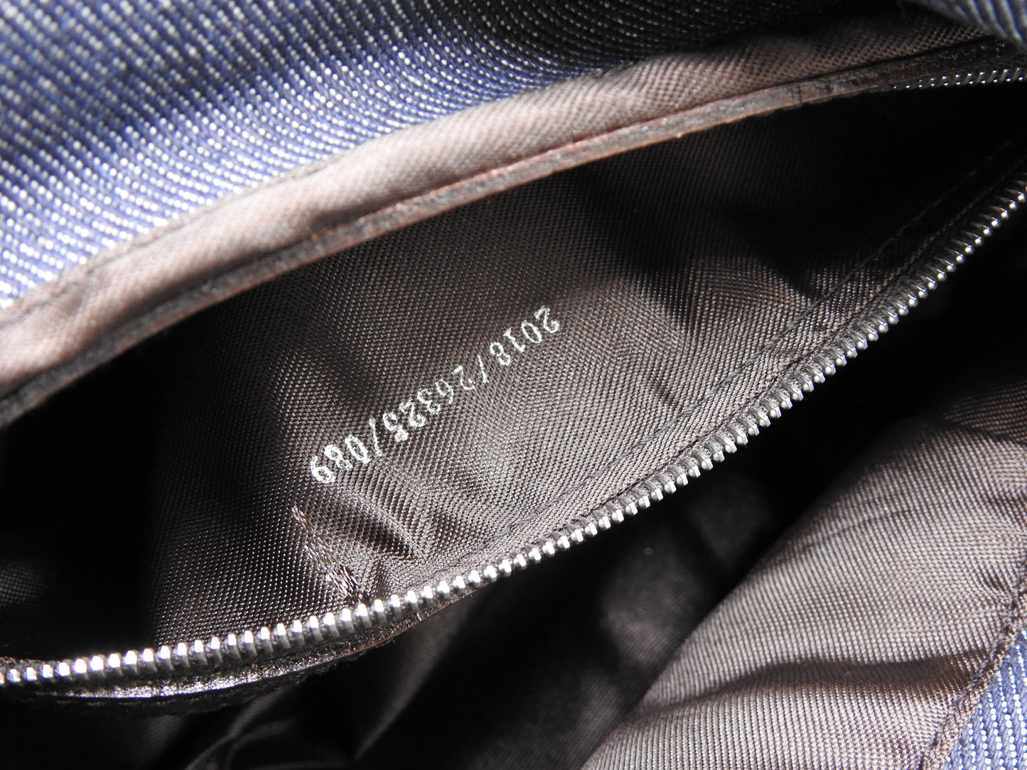 FENDI Mamma Baguette Shoulder Hand Bag Denim Navy Silver Hardware